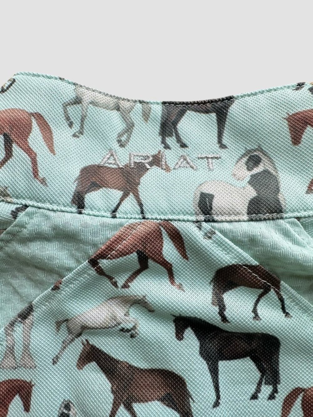 Ariat Tek Girls Quarter Zip Horse Print Mint Green Equestrian Baselayer M - Picture 7 of 10